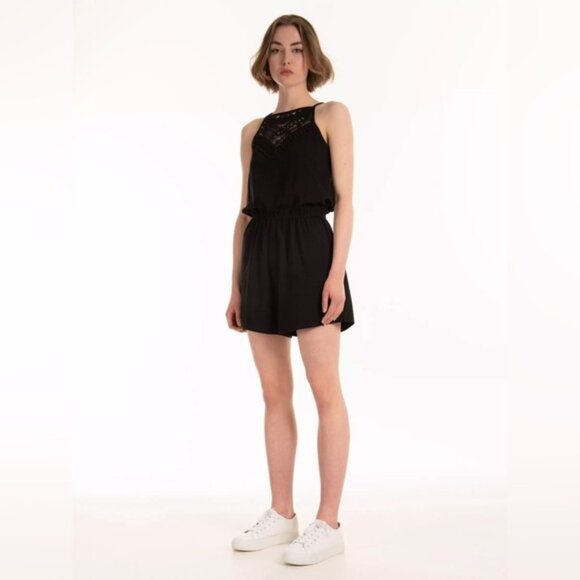 Jacob Romper Shorts Black Jumpsuit with Lace - Picture 2 of 10